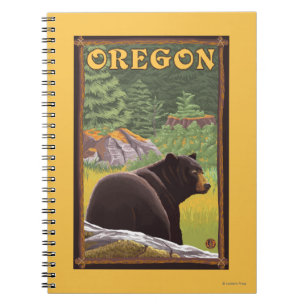 Cuaderno Oso negro en viaje del vintage de la escena del