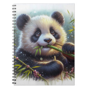 Cuaderno Oso Panda Adorable Comiendo Bambú