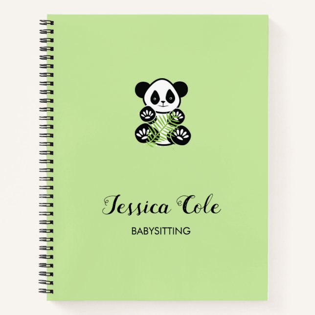 Cuaderno Oso panda blanco verde pálido (Anverso)