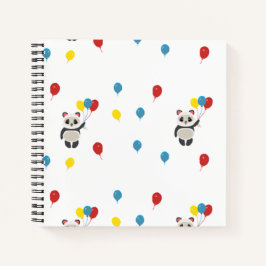 Cuaderno Oso panda con globos blanco