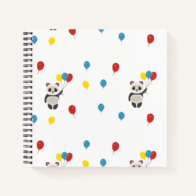 Cuaderno Oso panda con globos blanco (Anverso)
