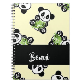 Cuaderno Oso panda con hojas verdes de bambú