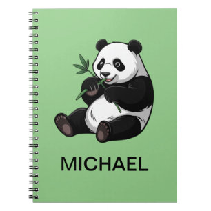 Cuaderno Oso Panda Lindo Personalizado Vegetación Bamboo