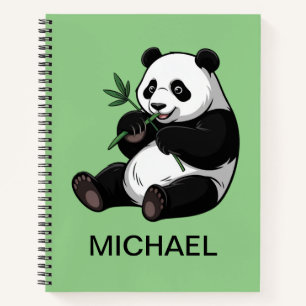 Cuaderno Oso Panda Lindo Personalizado Vegetación Bambú