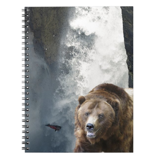 Cuaderno Oso pardo, salmón y cascada (Frente)
