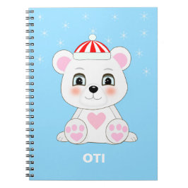Cuaderno Oso Polar Adorable y Copos de Nieve sobre Azul Col