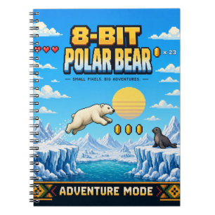Cuaderno Oso Polar, Arte de Pixel Retro de 8 Bits