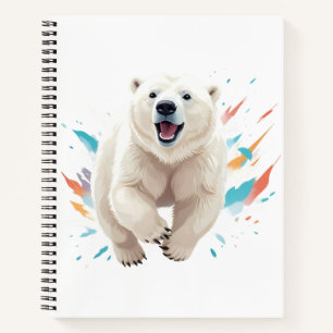 Cuaderno Oso Polar Feliz Diversión Jugativa Jugando Aire Al