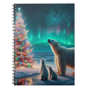 Cuaderno Oso Polar Mamá Cubre Árbol De Navidad Aurora Borea