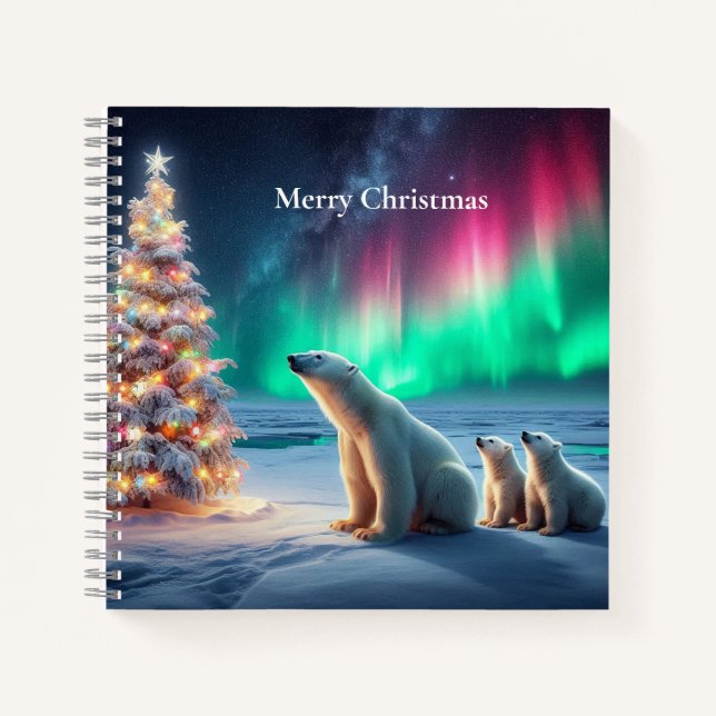Cuaderno Oso Polar: Mamá se queda con el árbol de navidad d (Anverso)
