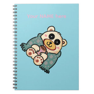 Cuaderno Oso Polar Personalizado con Café   Arte Adorable d