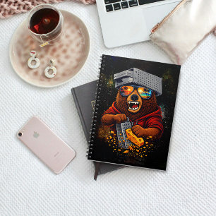 Cuaderno Oso Retro Con Sombrero Rallador De Queso Y Gafas D