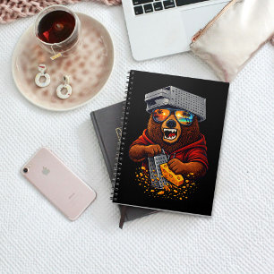 Cuaderno Oso Retro Con Sombrero Rallador De Queso Y Gafas D