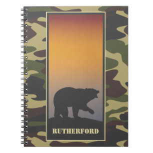 Cuaderno Oso rugiente y espiral de camuflaje