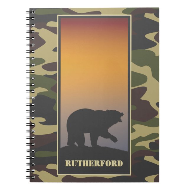 Cuaderno Oso rugiente y espiral de camuflaje (Frente)
