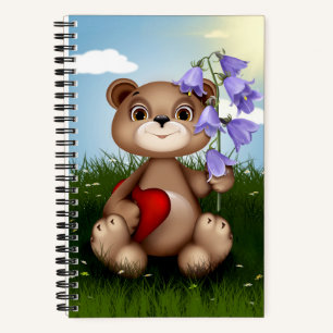 Cuaderno Oso sosteniendo ramo de flores-30926