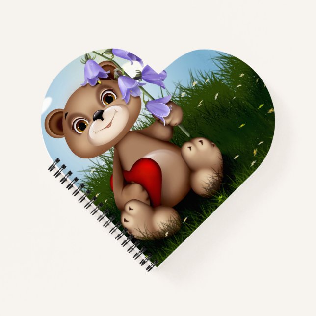 Cuaderno Oso sosteniendo ramo de flores-30926 (Anverso)