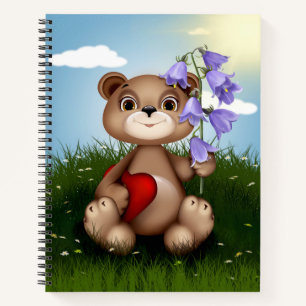 Cuaderno Oso sosteniendo ramo de flores-30926
