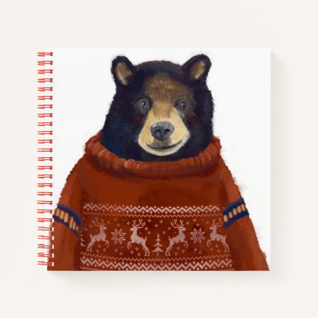 Cuaderno Oso suéter de reno rojo (Anverso)