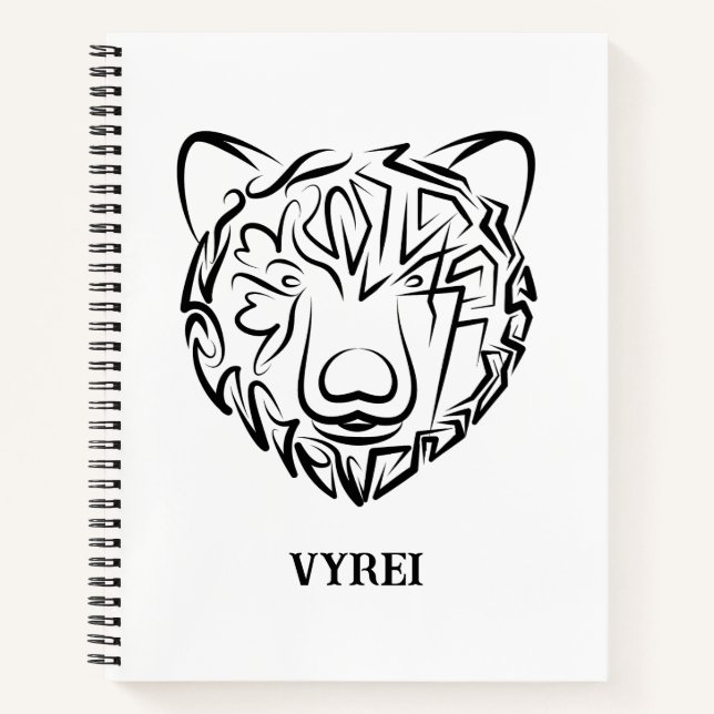 Cuaderno Oso tribal blanco y negro (Anverso)