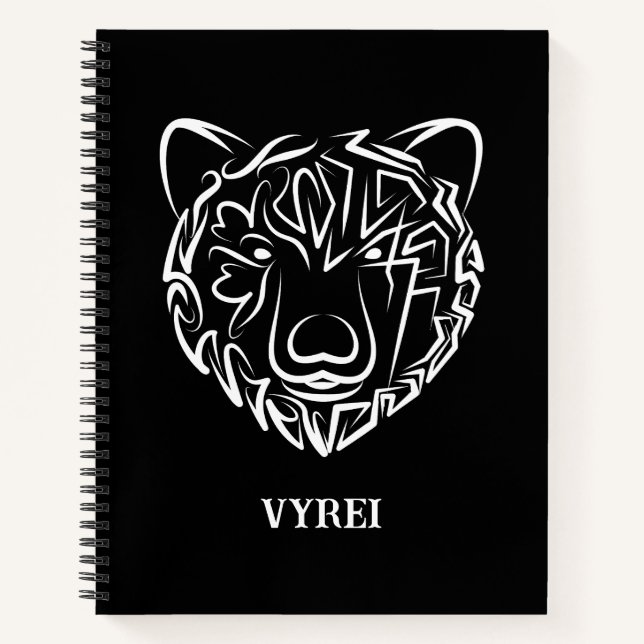 Cuaderno Oso tribal blanco y negro (Anverso)