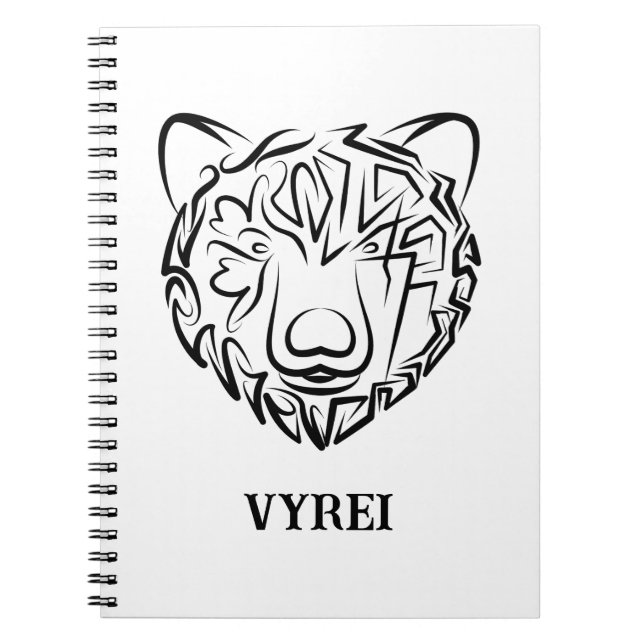 Cuaderno Oso tribal blanco y negro (Frente)