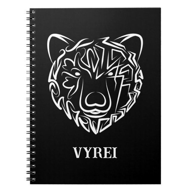 Cuaderno Oso tribal blanco y negro (Frente)