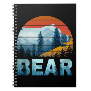 CUADERNO OSO VINTAGE NATURALEZA SALVAJE BOSQUE ATARDECER
