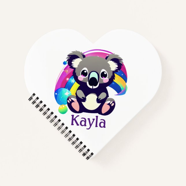 Cuaderno Oso y arcoiris de Koala personalizados (Anverso)