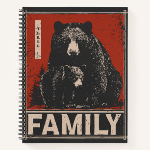 Cuaderno Oso y cubo negro - enlace familiar fuerte y tenso