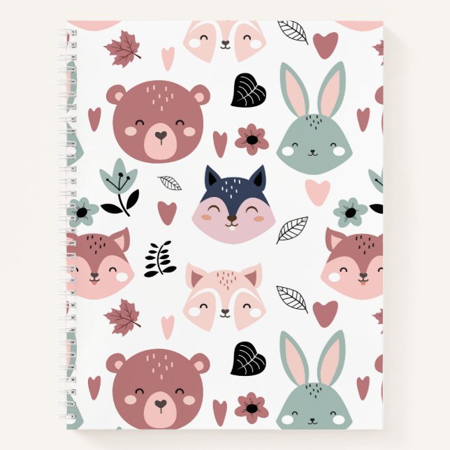 Cuaderno Oso Zorro Rosa Dulce y Conejo Bosque (Anverso)