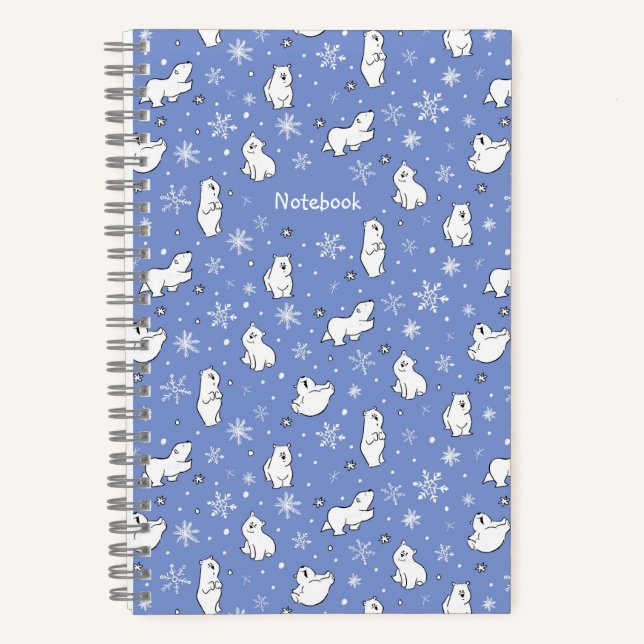 Cuaderno Osos polares y copos de nieve - Personalización - (Anverso)