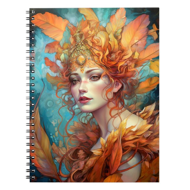 Cuaderno Otoño Caída Reina Diosa Fantasía Arte (Frente)