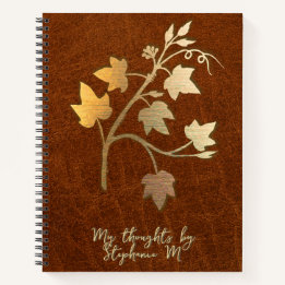 Cuaderno Otoño - Cuero - colores de otoño y rama de vid