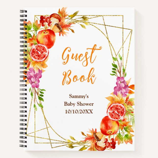 Cuaderno Otoño Fall Harvest Baby Shower Guest Book (Anverso)