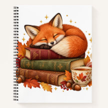 Cuaderno Otoño Libros Zorro Dormido Acogedor