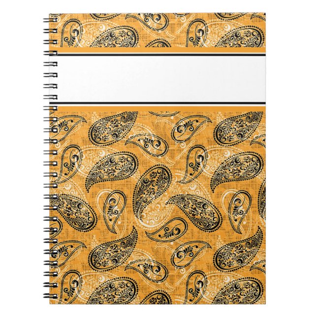 Cuaderno otonón naranja paisley (Frente)