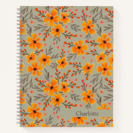 Cuaderno Otoño Patrón floral Sage Verde