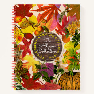 Cuaderno Otoño Sale Collage Monograma Madera de época