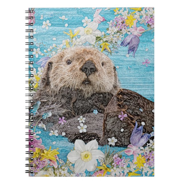 Cuaderno Otter de cuento de hadas en río de flores (Frente)