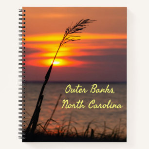 Cuaderno Outer Banks North Carolina Beach Sunset Naranja Sk
