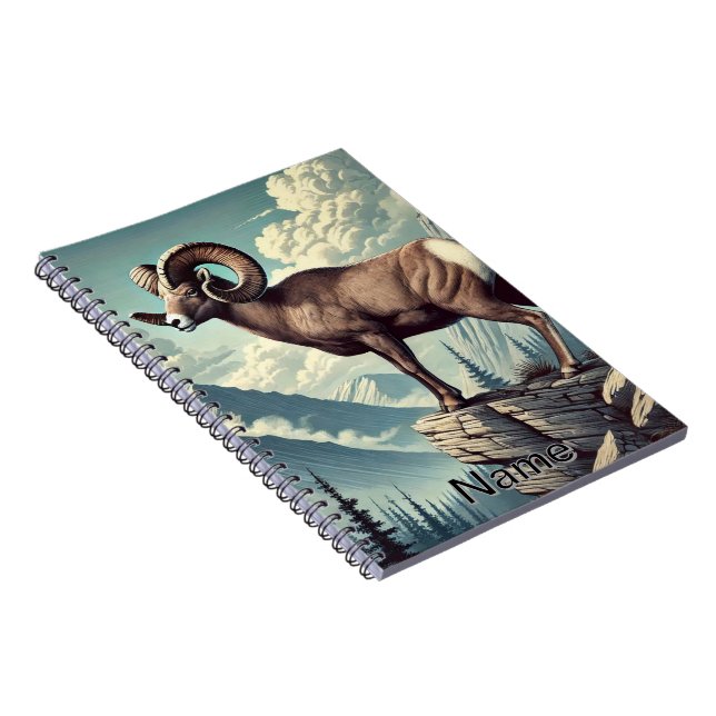 Cuaderno Oveja bighorniana personalizada en un brote rocoso (Lado Derecho)