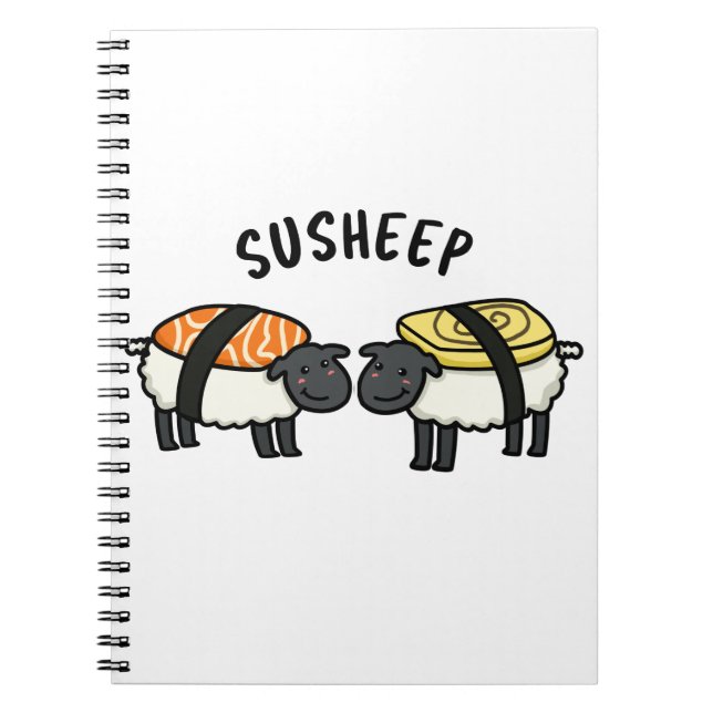Cuaderno Oveja Divertida Oveja Sushi Chiste Pun  (Frente)