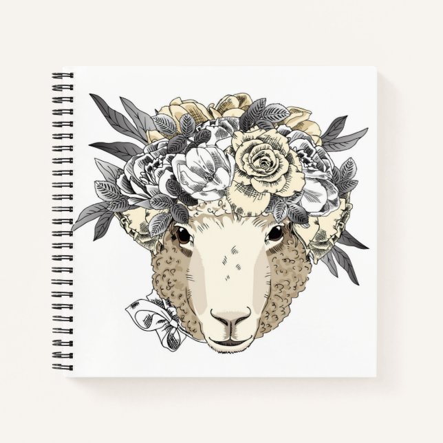 Cuaderno Oveja Halo Floral (Anverso)