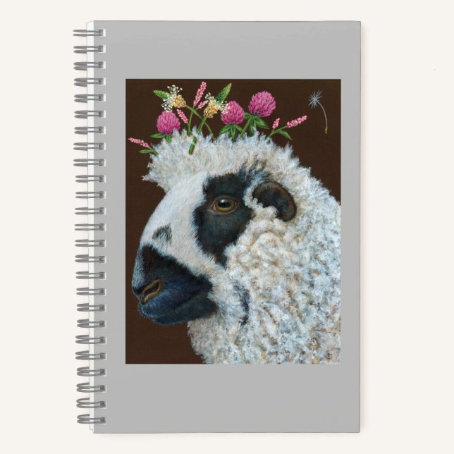 Cuaderno Oveja y cordero con elementos pradera gorra portát (Anverso)