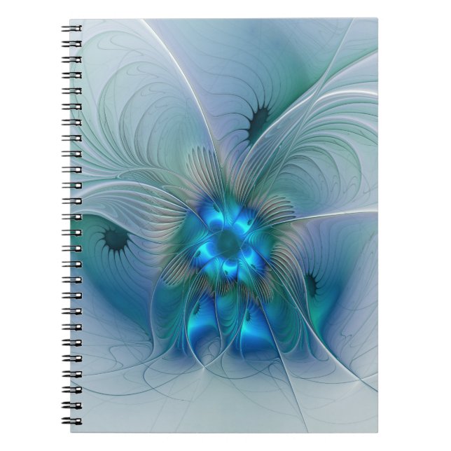 Cuaderno Ovejas en pie, abstracto fractal turquesa azul (Frente)