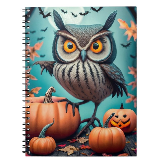 Cuaderno Owl Be Watts You Halloween Notebook con calabaza (Frente)
