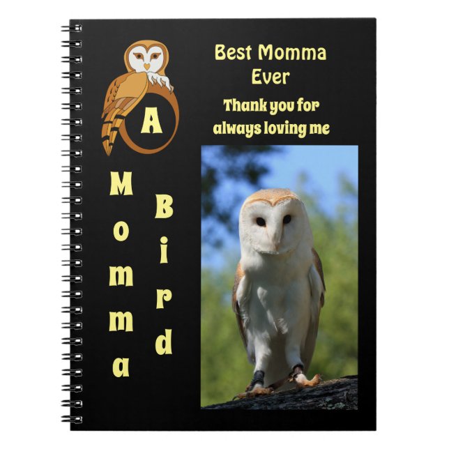 Cuaderno Owl Mejor Momma Personalizado Foto Nombre (Frente)