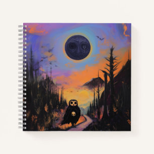 Cuaderno Owl Skull Black Moon Magic Mystical Witchen Arte d