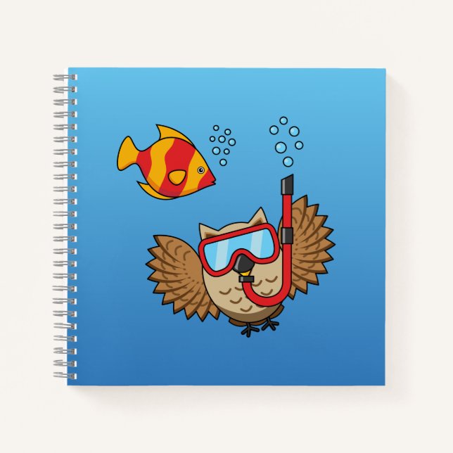 Cuaderno Owl with Snorkel Mask and Tropical Fish (Anverso)
